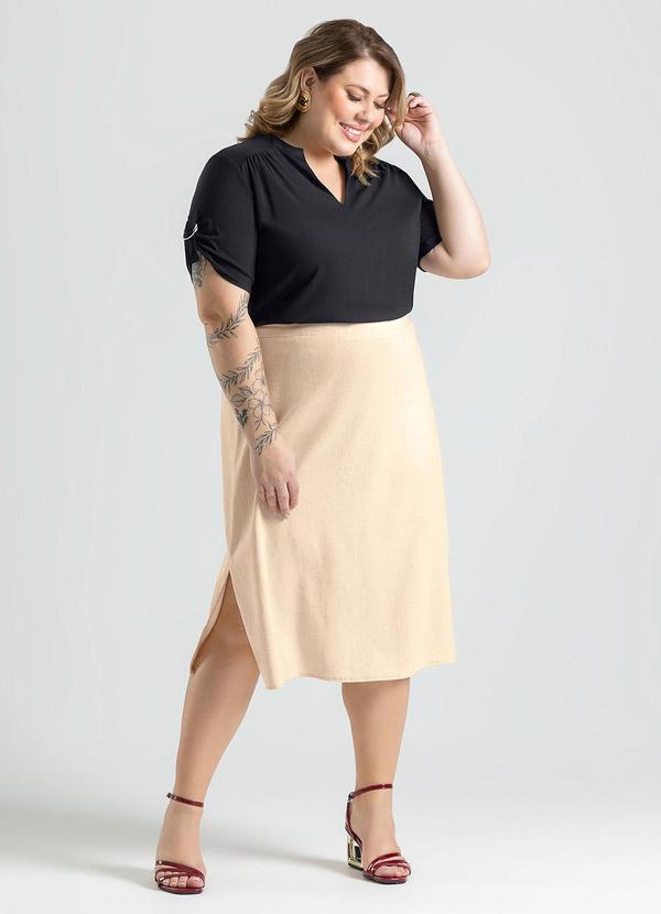 Cativa - Blusa Plus Size Bata Decote Gota Preto 4