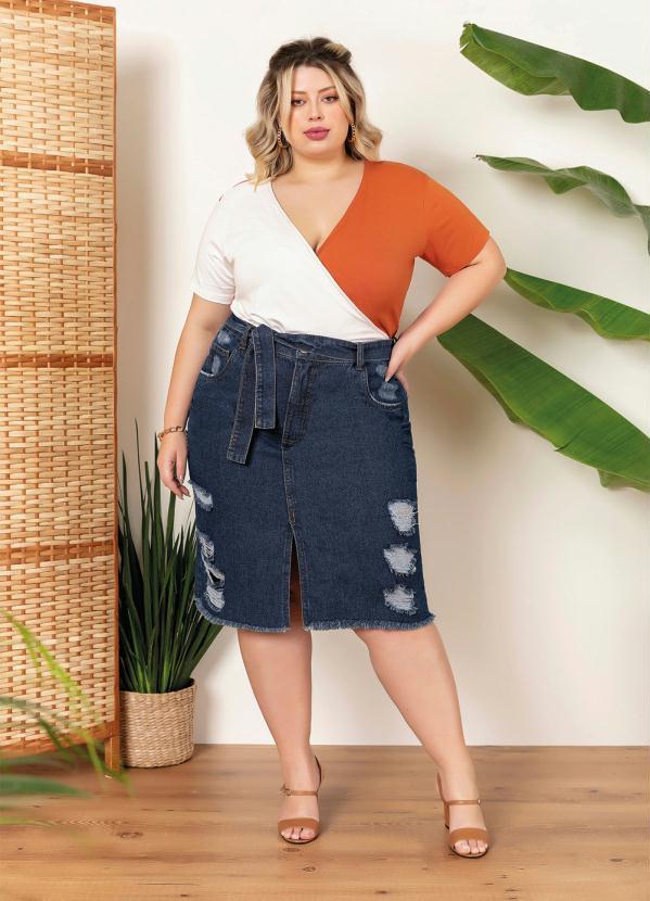 Outlet - Blusa Plus Size Bicolor com Transpasse 3