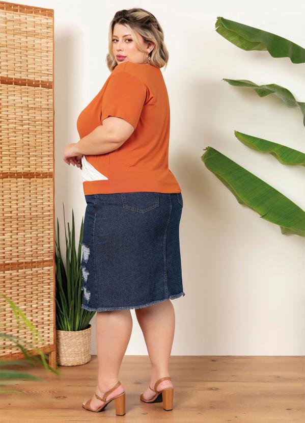 Outlet - Blusa Plus Size Bicolor com Transpasse 4