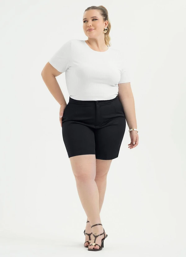 Cativa - Blusa Plus Size Canelada Branco  3