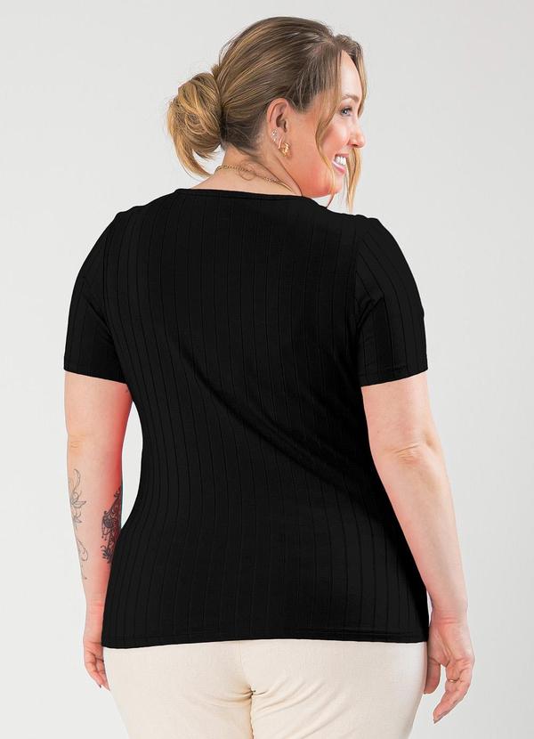 Cativa - Blusa Plus Size Canelada Preto 2
