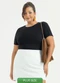 Cativa - Blusa Plus Size Canelada Branco  - variação: Preto