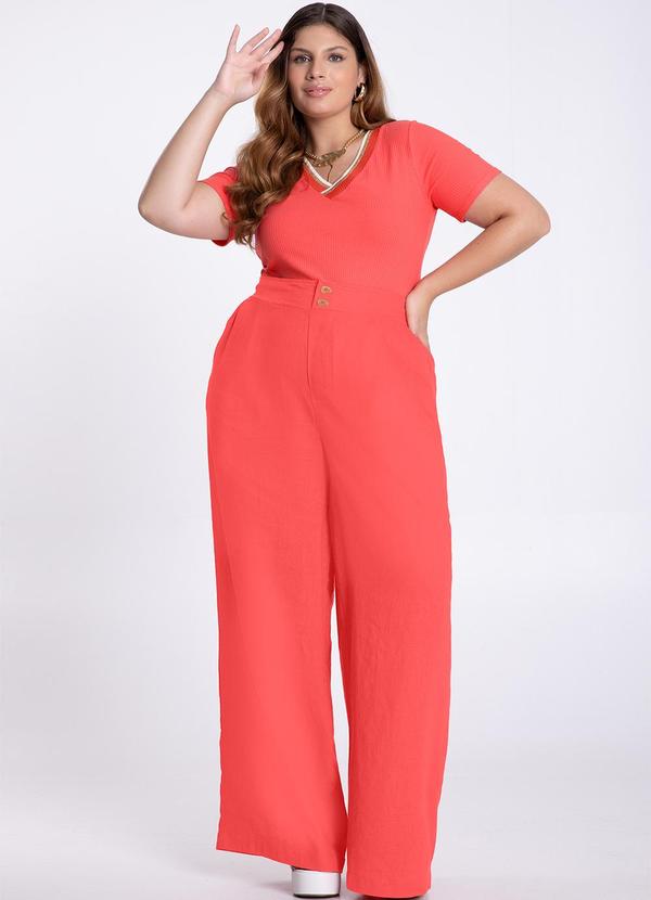 Lunender Mais Mulher - Blusa Plus Size Canelada Retilínea Salmao 3