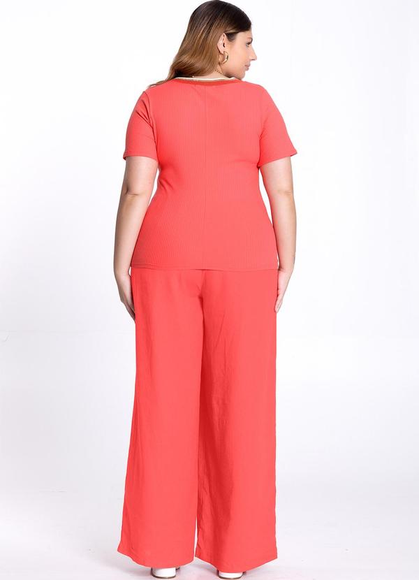 Lunender Mais Mulher - Blusa Plus Size Canelada Retilínea Salmao 4