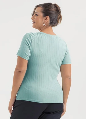 Cativa - Blusa Plus Size Canelada Verde Claro - CATIVA