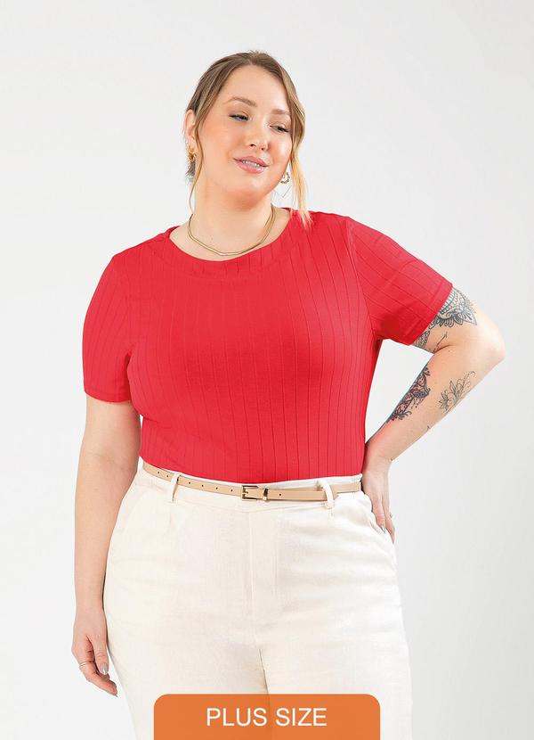 Cativa - Blusa Plus Size Canelada Vermelho