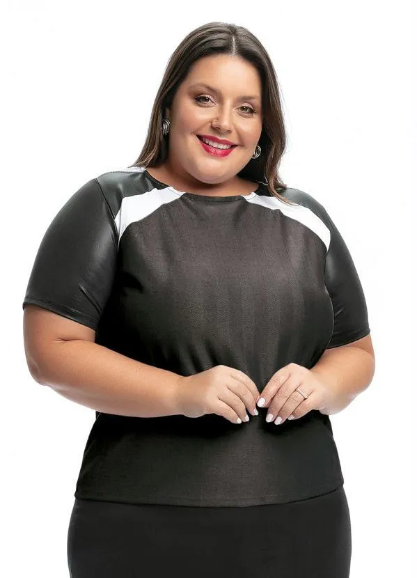 Queima Estoque - Blusa Plus Size Cinza com Mangas Cirrê 6