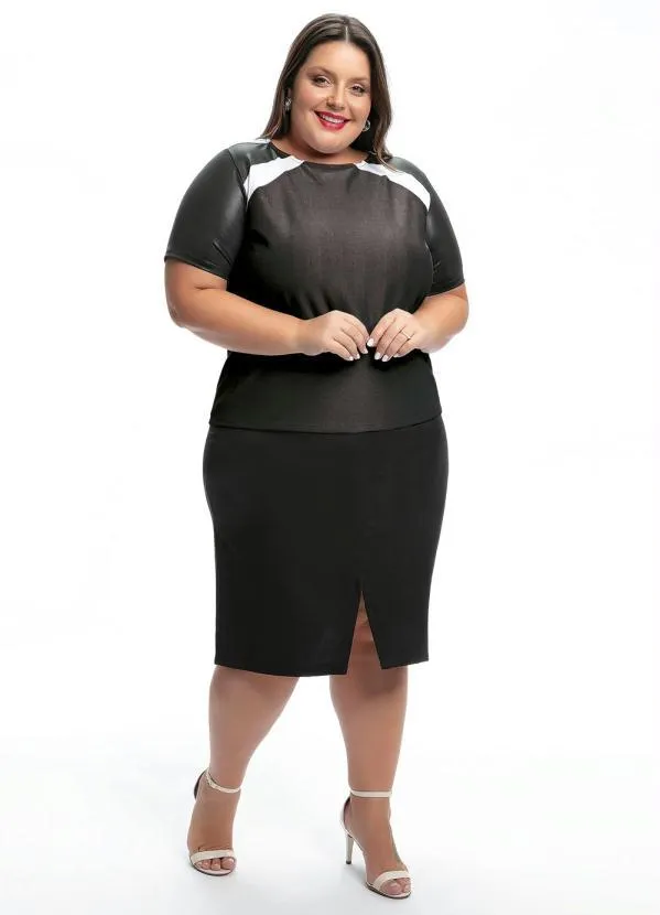 Queima Estoque - Blusa Plus Size Cinza com Mangas Cirrê 4