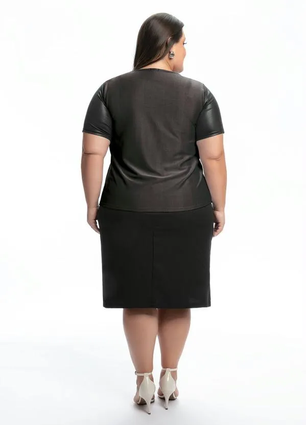 Queima Estoque - Blusa Plus Size Cinza com Mangas Cirrê 3