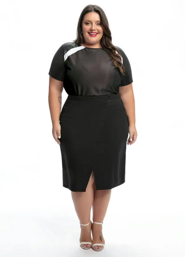 Queima Estoque - Blusa Plus Size Cinza com Mangas Cirrê 2