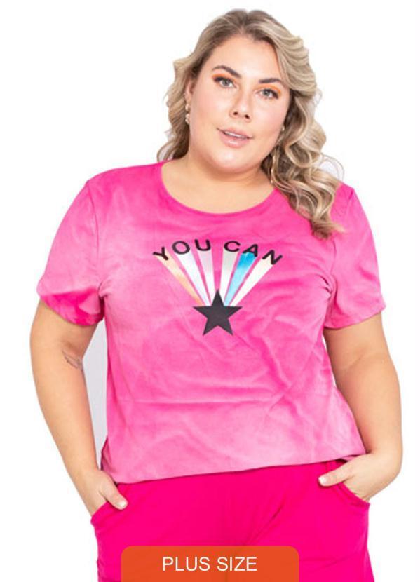 Lepoque - Blusa Plus Size com Efeito Estonado Pink