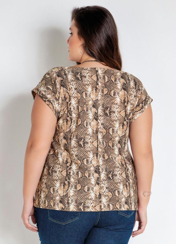 Mink - Blusa Plus Size com Estampa Cobra sem Mangas 2