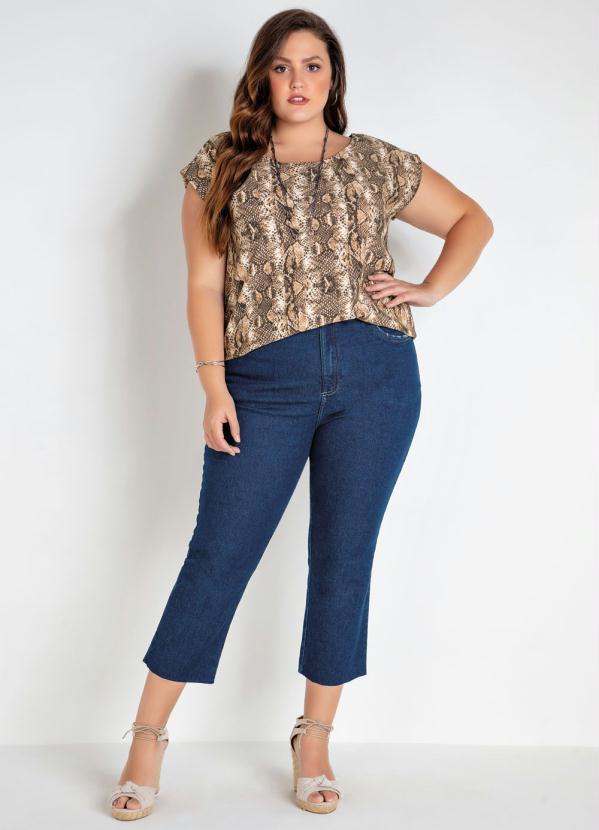 Mink - Blusa Plus Size com Estampa Cobra sem Mangas 3