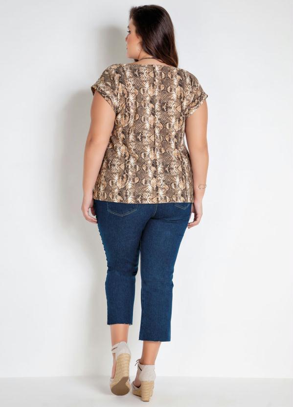 Mink - Blusa Plus Size com Estampa Cobra sem Mangas 4
