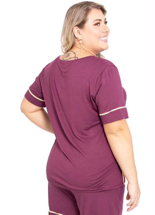 Sale Brands - Blusa Plus Size com Filete Contrastante Roxo 2