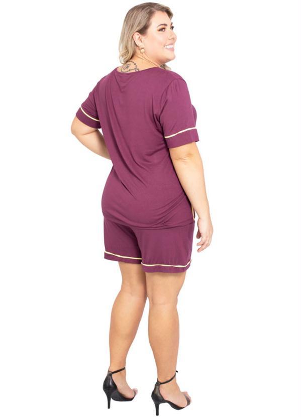 Sale Brands - Blusa Plus Size com Filete Contrastante Roxo 4