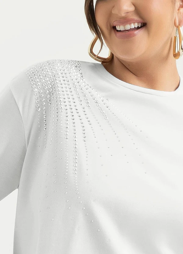 Cativa - Blusa Plus Size Cropped em Algodão Branco  3