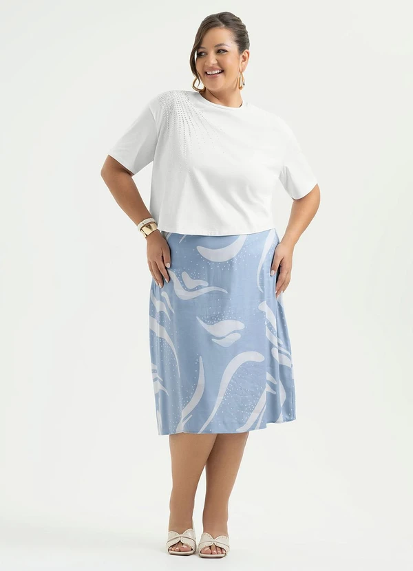 Cativa - Blusa Plus Size Cropped em Algodão Branco  4