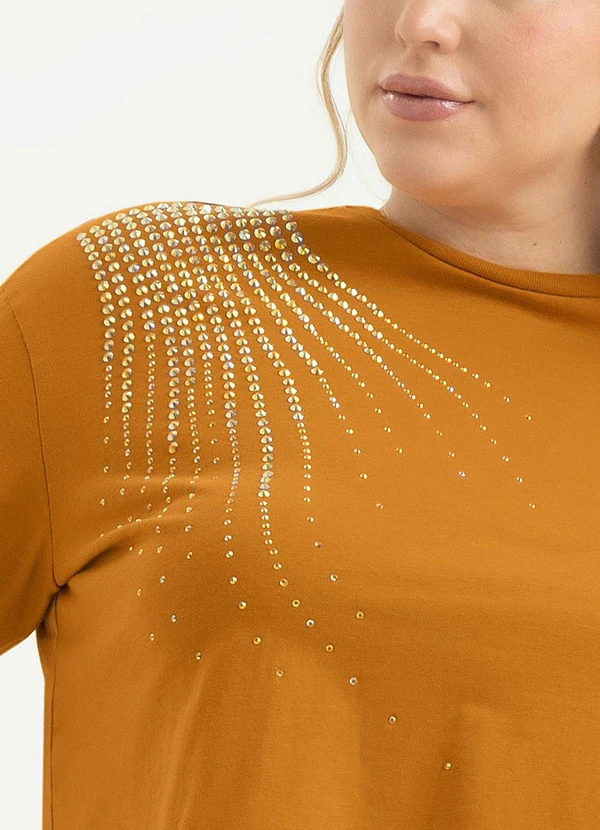 Cativa - Blusa Plus Size Cropped em Algodão Laranja 1