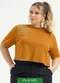 Cativa - Blusa Plus Size Cropped em Algodão Preto - variação: Laranja