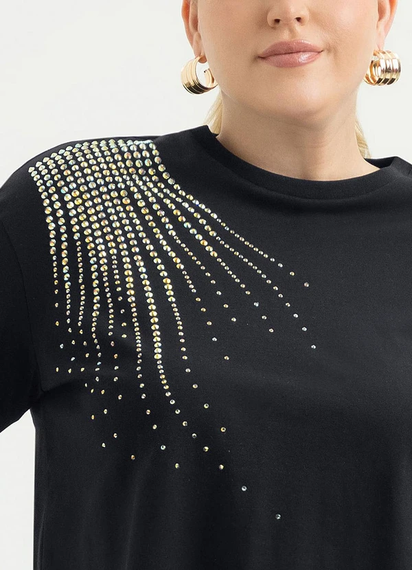 Cativa - Blusa Plus Size Cropped em Algodão Preto 3