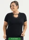 Cativa - Blusa Plus Size Decote Gota Canelada Vermelho - variação: Preto