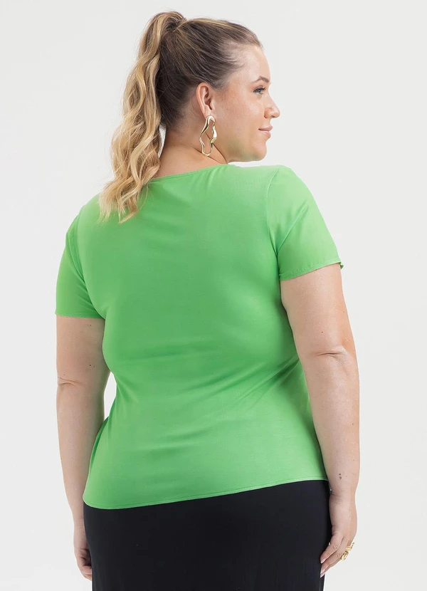 Cativa - Blusa Plus Size Decote Gota em Misturinha Verde 2
