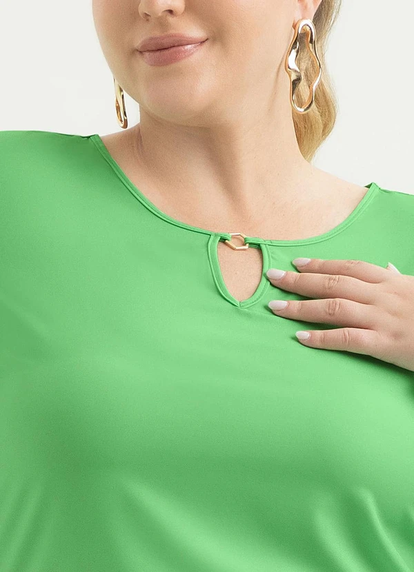Cativa - Blusa Plus Size Decote Gota em Misturinha Verde 3