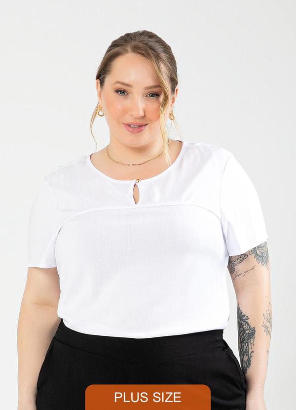 Cativa - Blusa Plus Size Decote Gota em Viscose Branco