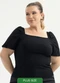 Cativa - Blusa Plus Size Decote Quadrado em Viscose Preto - variação: Preto