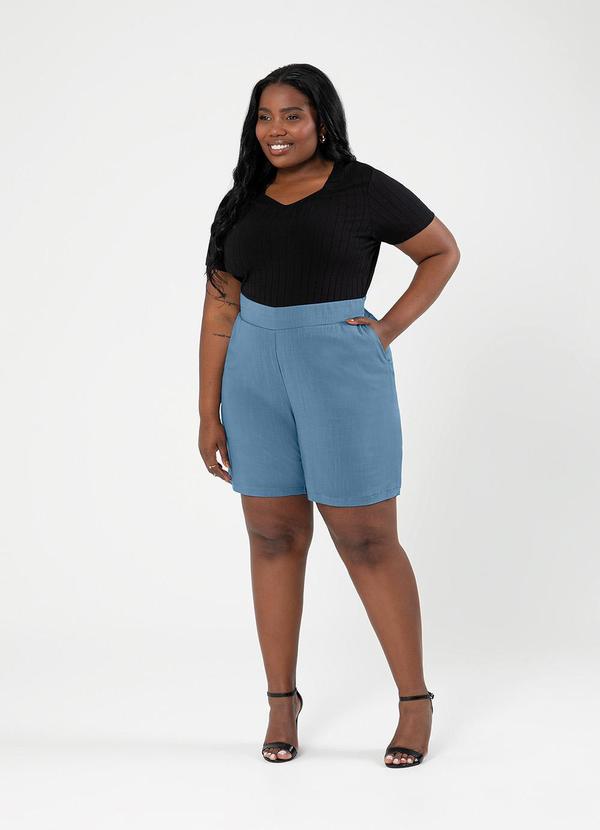 Cativa - Blusa Plus Size Decote V Canelada Preto 4