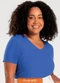 Cativa - Blusa Canelada Básica Plus Size Azul - variação: Azul
