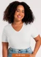 Cativa - Blusa Canelada Básica Plus Size Azul - variação: Branco