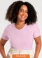Cativa - Blusa Canelada Básica Plus Size Azul - variação: Lilás