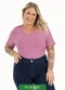 Habana - Blusa Plus Size Decote V em Canelado Bege - variação: Rosa