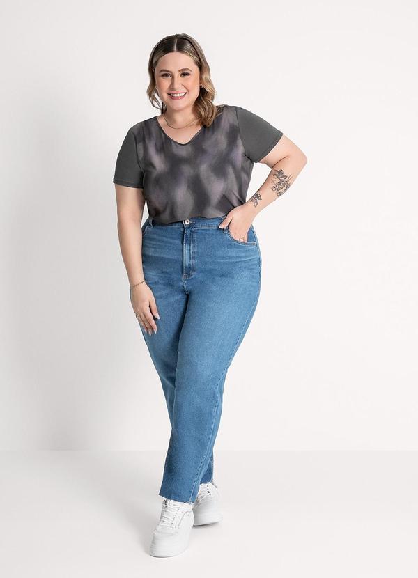 Habana - Blusa Plus Size Decote V em Misturinha Cinza 4