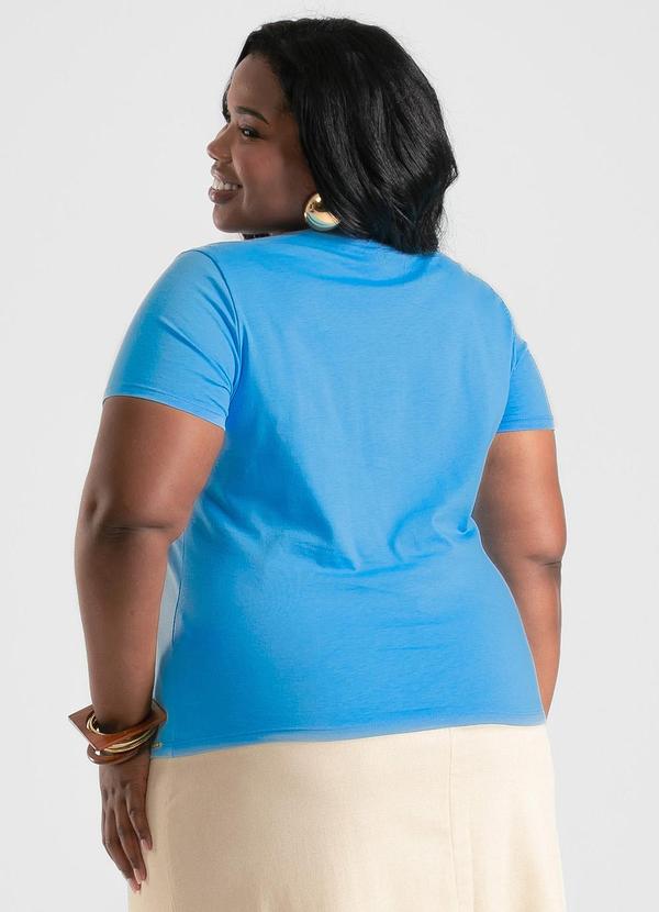 Cativa - Blusa Plus Size em Algodão Azul 2