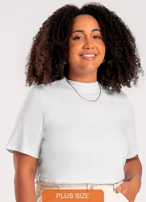 Cativa - Blusa Plus Size em Algodão Branco - CATIVA