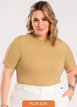 Cativa - Blusa Plus Size em Algodão Caramelo - CATIVA