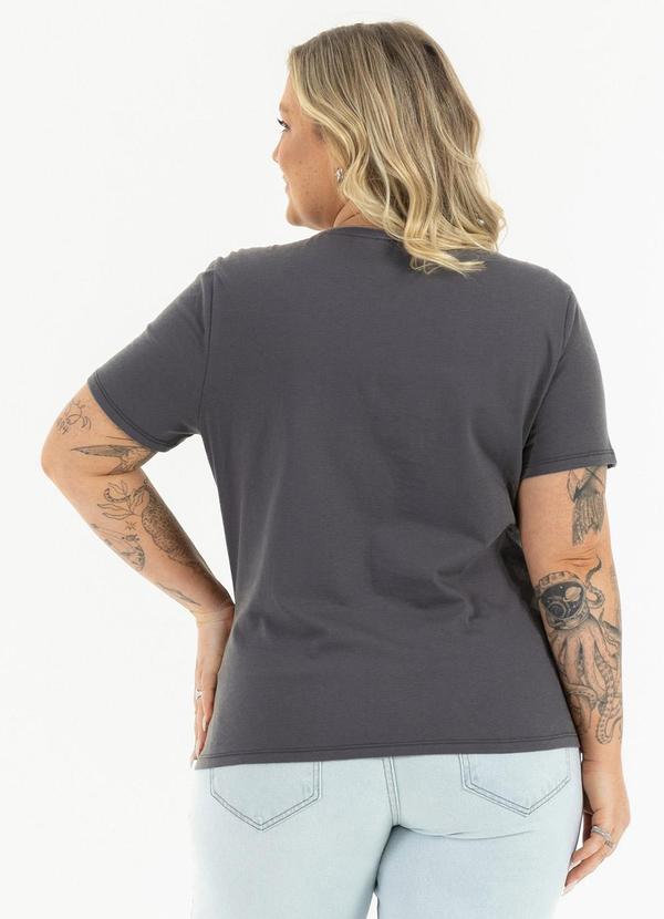 Habana - Blusa Plus Size em Algodão Cinza Escuro 2