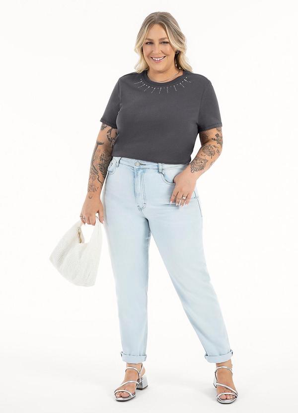 Habana - Blusa Plus Size em Algodão Cinza Escuro 3