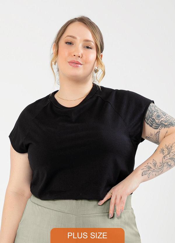 Cativa - Blusa Plus Size em Algodão Preto