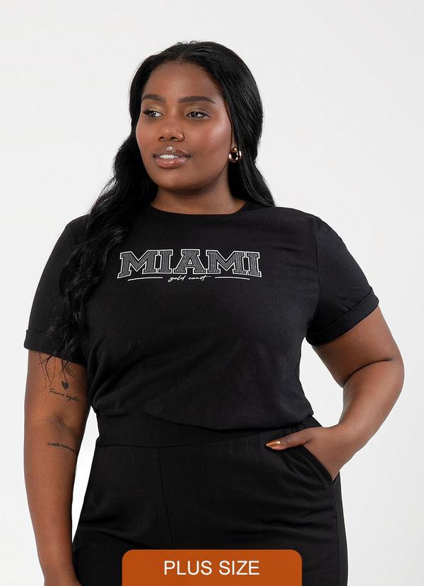 Cativa - Blusa Plus Size em Algodão Preto