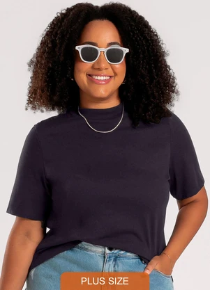 Cativa - Blusa Plus Size em Algodão Preto - CATIVA