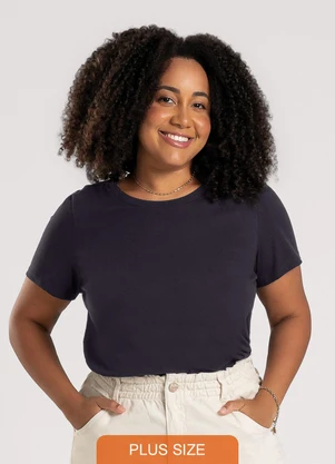 Cativa - Blusa Plus Size em Algodão Preto - CATIVA