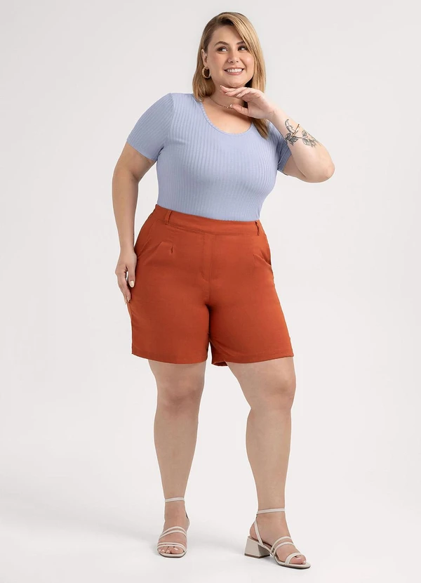 Habana - Blusa Plus Size em Canelado  Azul 3