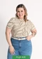 Habana - Blusa Plus Size em Canelado  Marrom Claro - variação: Bege