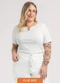Habana - Blusa Plus Size em Canelado Amarelo - variação: Branco