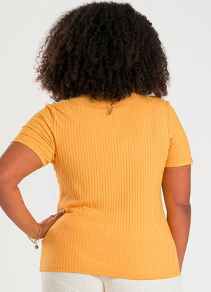 Cativa - Blusa Plus Size em Canelado Laranja - CATIVA