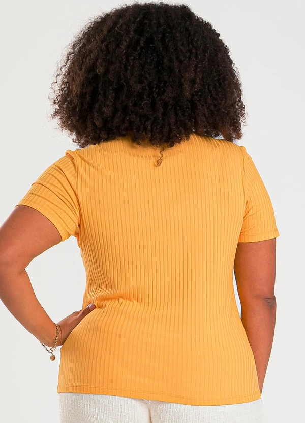Cativa - Blusa Plus Size em Canelado Laranja 2